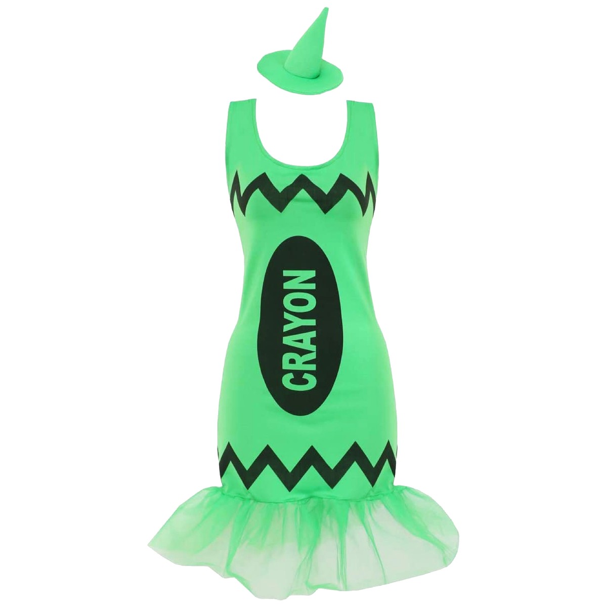 green fancy dress ideas LADIES CRAYON & HAT COSTUME BOOK DAY DRESS NOVELTY HEN PARTY Sleeveless Formal Dresses