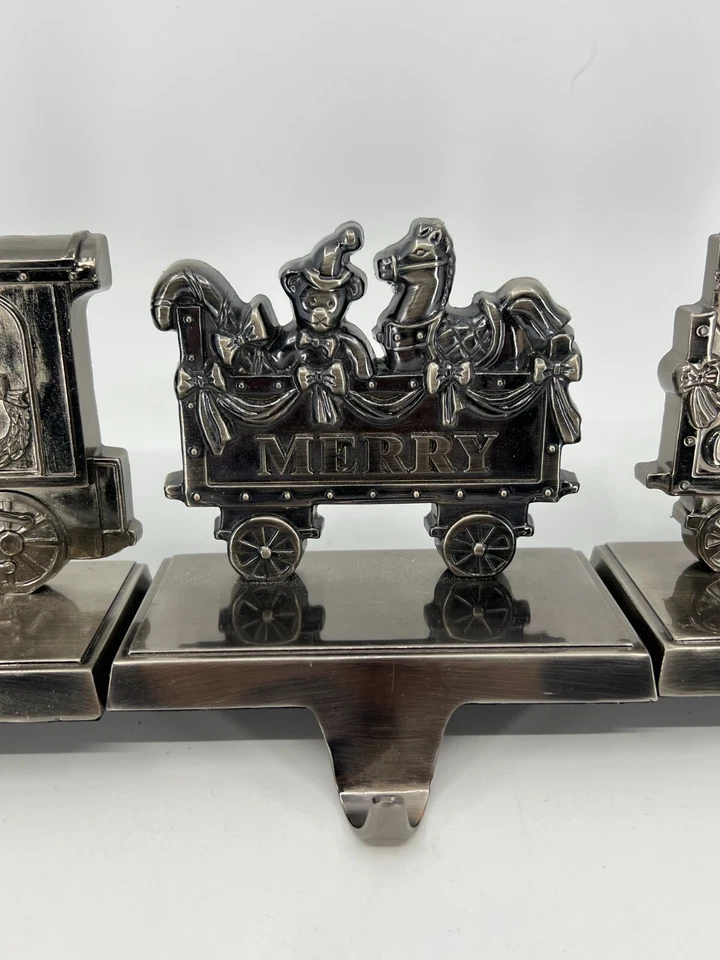 3 soportes para medias de tren perchas de metal gancho para abrigo Feliz Navidad Foto 3 de 4