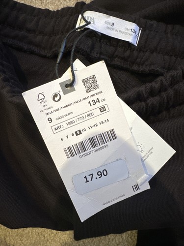 NWT Zara Boys Black Sweatpants Size 9 - Picture 6 of 7