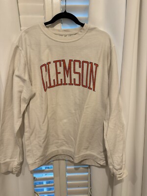Clemson Tigers Ladies Oversized White Sweatshirt Size Small By Pressbox