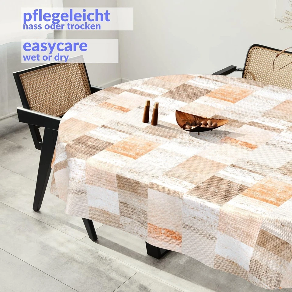 Wachstuchtischdecke Oval 140x240cm Glatt Patchwork Oldstyle abwaschbar - Bild 4 von 4