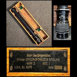 WW2 US Navy "Officer Of The Deck Spyglass" Oak Case Mark II Mod. 1 10 Power