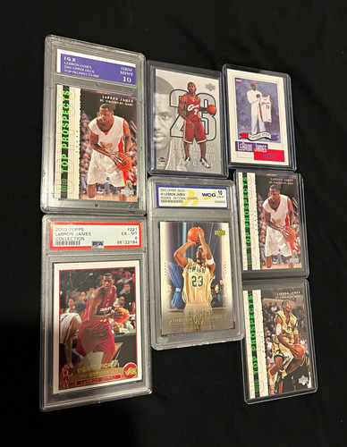 LeBron James & 7-Card Lot PSA 6 Auth 2003/2024-25 Rookie