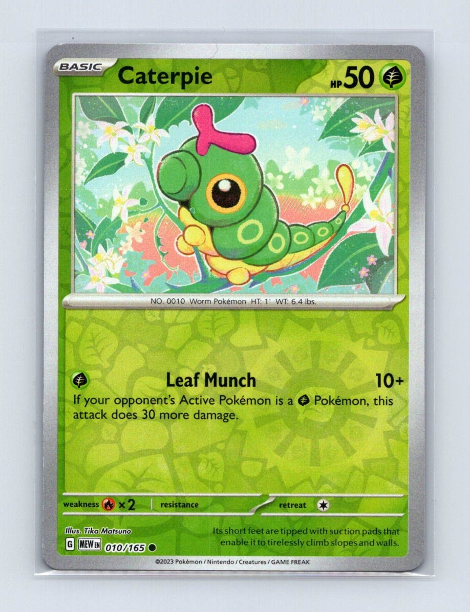 Caterpie 010/165 Common 151 Pokemon Reverse Holo Near Mint