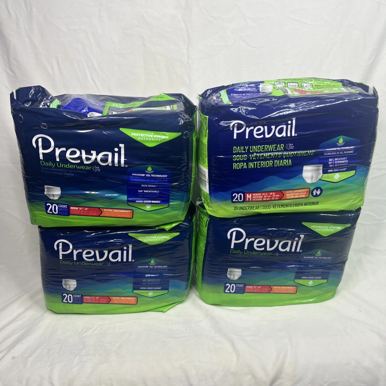 Lot of 80 Diaper Prevail Disposable Underwear Daily Medium Size 34" To 46"