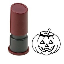 Halloween Pre Inked Rubber Stamp - Jack-O-Lantern-Pumpkin 1 inch