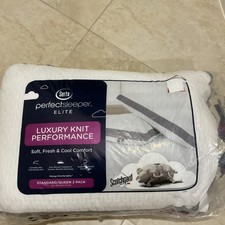Serta Perfect Sleeper Elite Bed Pillow Set 2-Pack 20x28in White Moisture Wicking