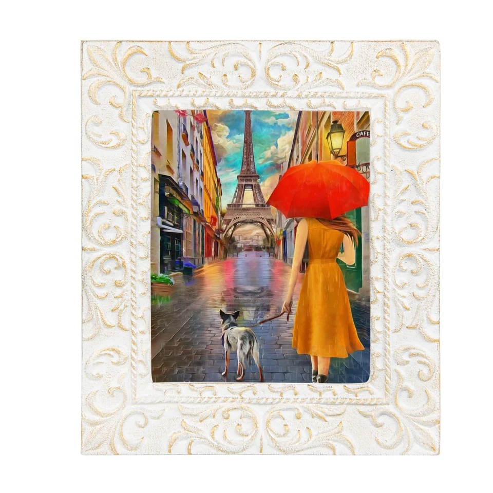 Чугунная фоторамка 7x8 дюймов, винтажная во французском стиле декоративная фоторамка с... - Изображение 3 из 4