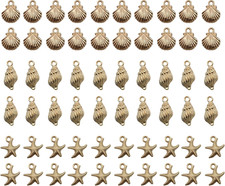60Pcs Shell Charms Gold Plated Beachy Ocean Seashell Starfish Charms for Jewelry