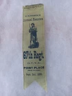 1886 POINT PLACE 67th OHIO INFANTRY GAR CIVIL WAR VET GRAND ARMY REUNION RIBBON