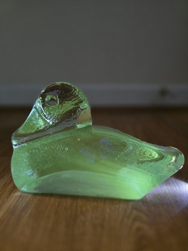 Vintage Uranium Glass (Book End Duck)