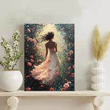 Enchanted Rose Garden Canvas Stretched Ready to Hang 50x40 Home decor Gift