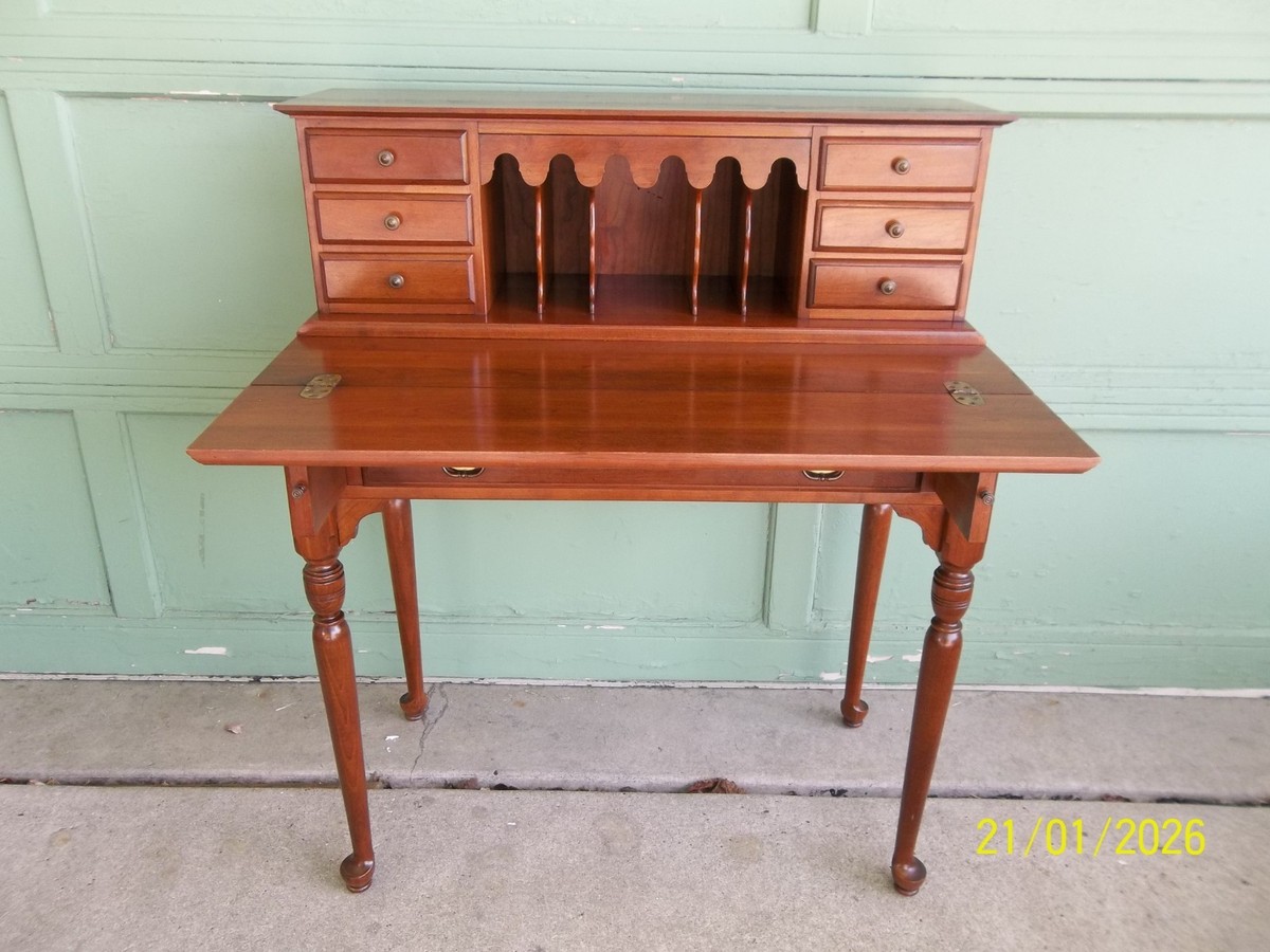 HTF Ethan Allen Early American Solid Cherry Writing Desk Secretary