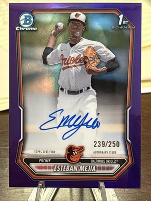 2026 BOWMANCHROME ESTEBAN MEJIA AUTO PURPLE REFRACTOR #239/250 1ST BOWMAN