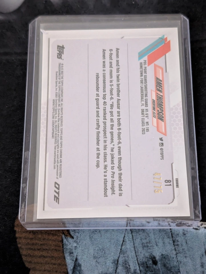 2021-22 Topps Chrome Over Time Elite - Amen Thompson - Green RayWave /75 - Image 2 of 2