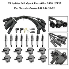 8X lgnition Coil +Spark Plug +Wire D580 UF192 Für Chevrolet Camaro LS1 LS6 98-02