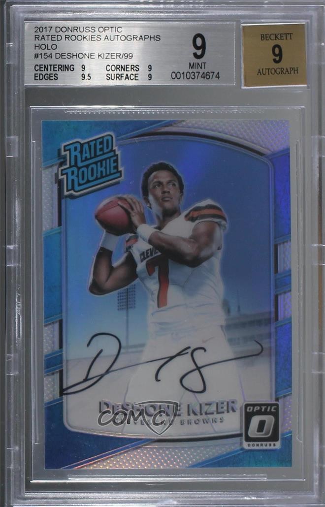 2017 Donruss Optic Rated Holo 62/99 Deshone Kizer #154 Rookie Auto RC 7fb