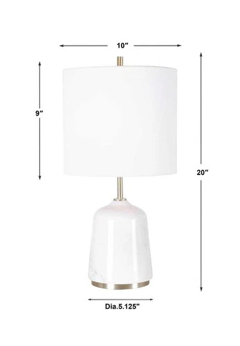 UTTERMOST 28332-1 ELOISE WHITE MARBLE TABLE LAMP WITH SUBTLE GRAY VEINING - Picture 7 of 7