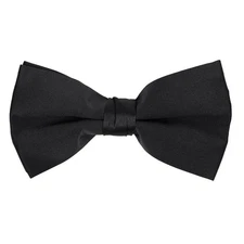 Mens Clip On Bow Tie - Solid Color Bowties for Men - Black