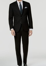 Kenneth Cole Mens Black Techni-Cole Slim-Fit 2 Piece Suit 37R 31W 32L