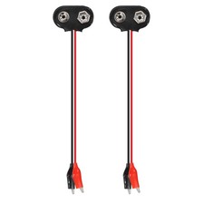 2Pcs 9V Battery Clip Connector, t Type Battery Snap to Dual Alligator Clip Cable