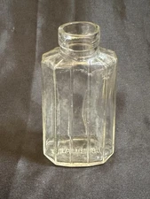 Vintage Houbigant Paris Clear Glass Perfume Bottle 5” Octagonal 1930s-50s