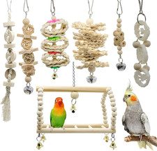 7 Packs Bird Parrot Swing Chewing Toys-Hanging Bell Bird Cage Toys Suitable for