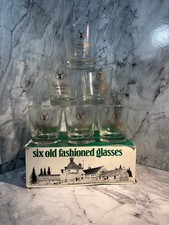 6x Glenfiddich Pure Malt Scotch whiskey glasses vintage original box