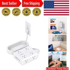 Surge Protector Power Strip, 6 Ft Flat Plug Extension Cord with 8 Outlets 4 U...