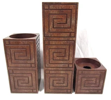 LOT 3 Vintage FRANK LLOYD WRIGHT "WHIRLING ARROW" Brown Resin CANDLE HOLDERS