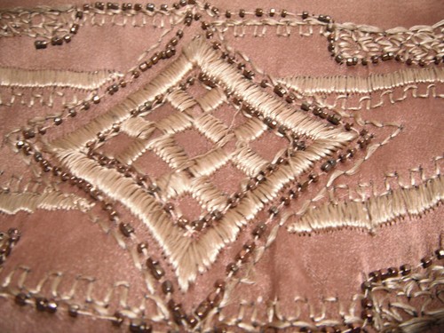 VTG 1920'S 30'S BROWN SILK BEADED EMBROIDERED DROPWAIST FLAPPER DRESS AS IS - Picture 20 of 24