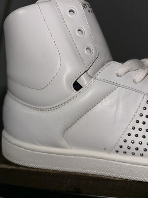 SAINT LAURENT Paris SL/01H 05 WHITE Leather HIGH-TOP Sneakers EUR