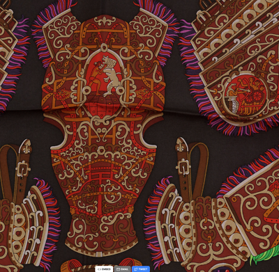 Foulard Carré Hermès Sous L'égide De Mars En Soie - Foulard Vintage Multicolore Pour Femme