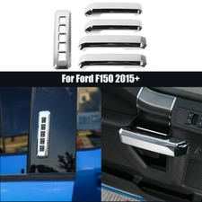 Chrome Inner Door Handle Bezel+ Password Lock Cover Trim Set For Ford F150 15-20