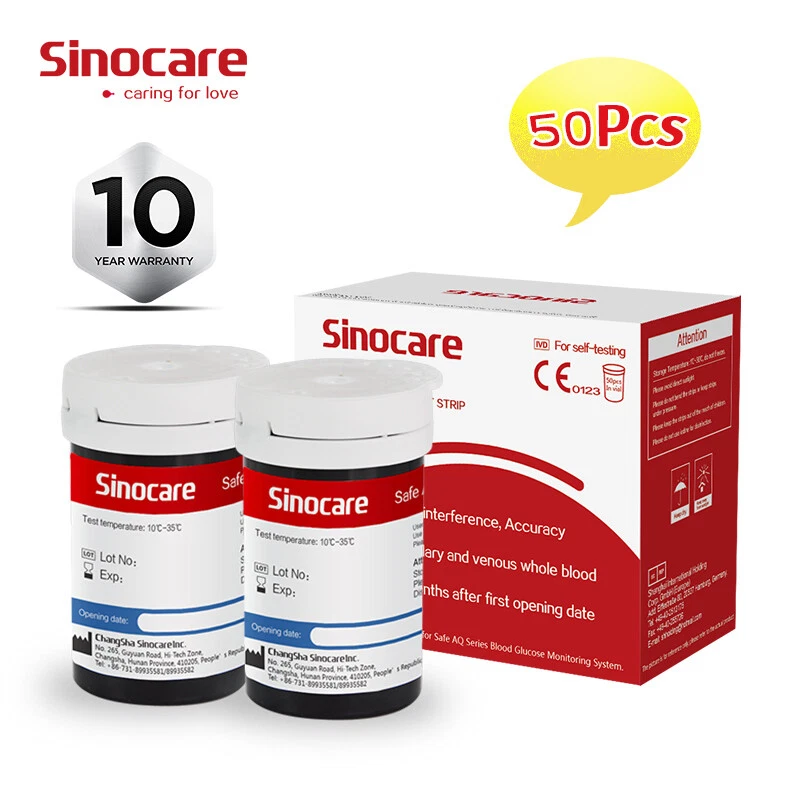 Sinocare Safe AQ 50 tiras reactivas Limitado a un instrumento gratuito