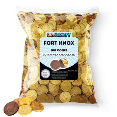 DOCTOR PLENTY Belgian Milk Chocolate Gold Coins Bulk (100 Count) - Large 1.5in Gourmet Gold...