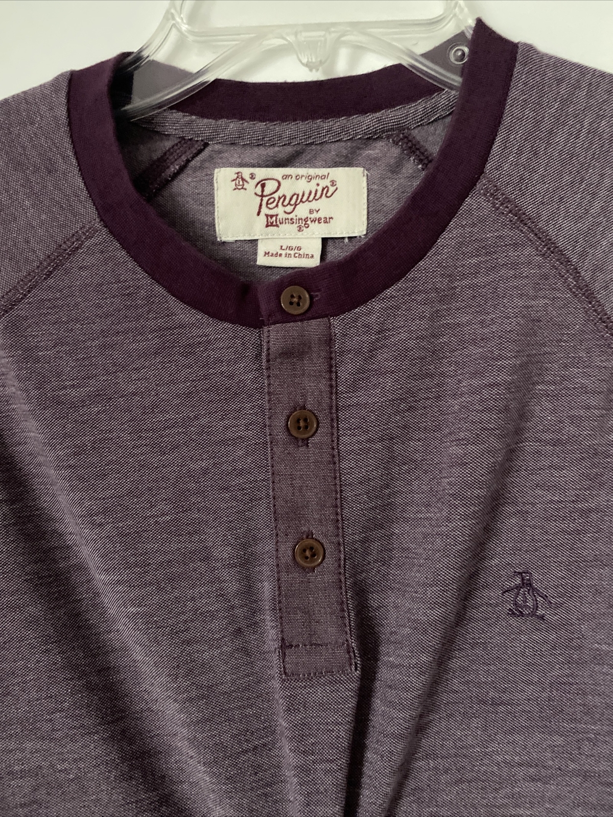 Original Penguin Men’s Long Sleeve Top Size Large Purple image 3