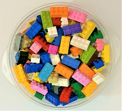 Lot of 120 GENUINE LEGO BRICKS 2x4 2x3 2x2 1x2 - 3001 3002 3003 3004 Mix Colors