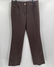 Women  s Escada Brown Trousers Cotton Elastane Pants Size 33 Waist