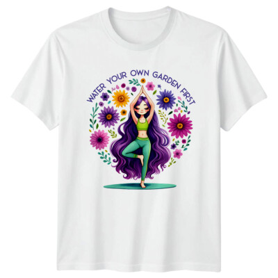Water Your Own Garden First Yoga T-Shirt Meditation Zen Damen