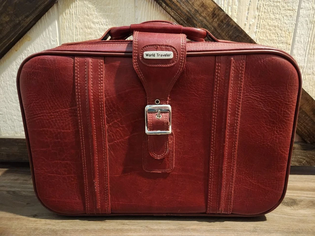 Vintage World Traveler Burgundy Leather Luggage Bag 20