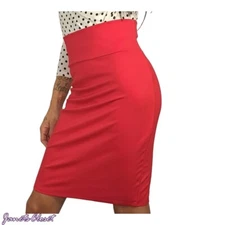 Stretchy Red Pencil Skirt for Crossdressers – Feminine Office Style