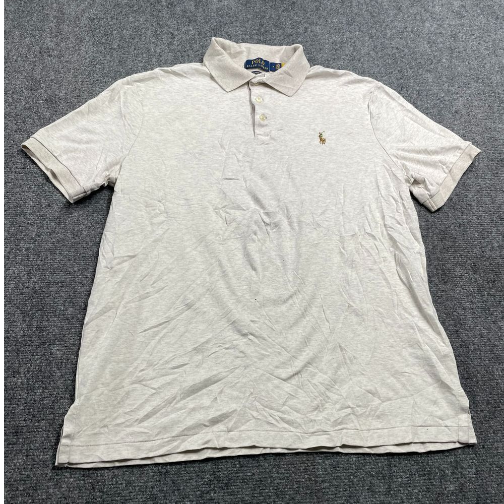 Men's Classic Fit Polo Shirt in Tuscan Beige Heather Size M