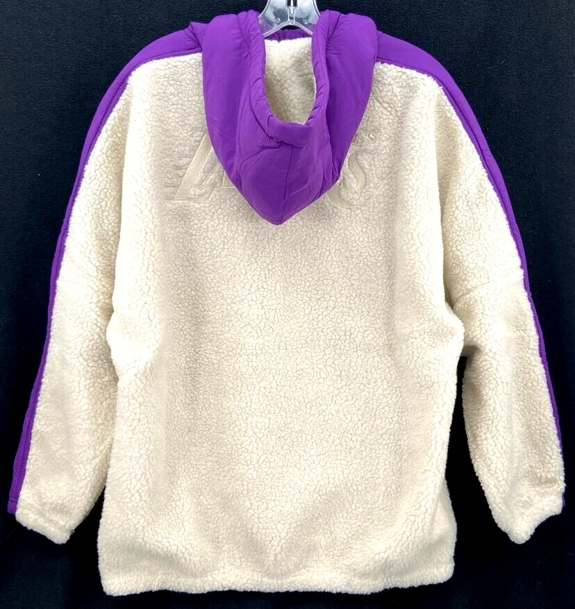 NOVO Los Angeles LA Lakers New Era LS Sherpa Anorak Hoodie Quarto de Zíper Feminino P - Imagem 2 de 4