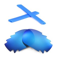 Walleva Ice Blue Vented Non-Polaized Lenses and Blue Earsocks For Oakley Jawbone