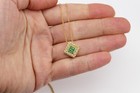 Tsavorite Pendant Diamond Square Pendant 18k Yellow Gold — photo 5