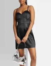 Women’s Wild Fable (SZ XXS) Satin Corset Bodycon Dress Black