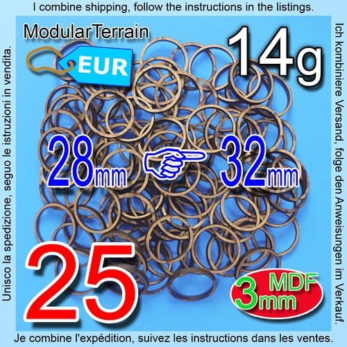 25x 3mm MDF Adapter 28mm To 32mm Round Base Warhammer 40K Age Of Sigmar AOS - Foto 1 di 5