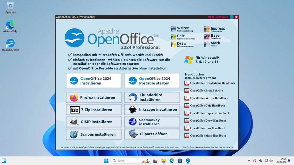 OpenOffice 2024 Professional auf DVD/USB-Stick Open Office für Microsoft Windows - Bild 2 von 4