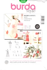 Christmas Decor, Burda Sewing Pattern 7642 Ornaments, Stocking, Treat Cone